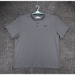 Under Armour Shirt Mens 4XL Gray Loose Performance Polo Heat Gear Wicking Golf